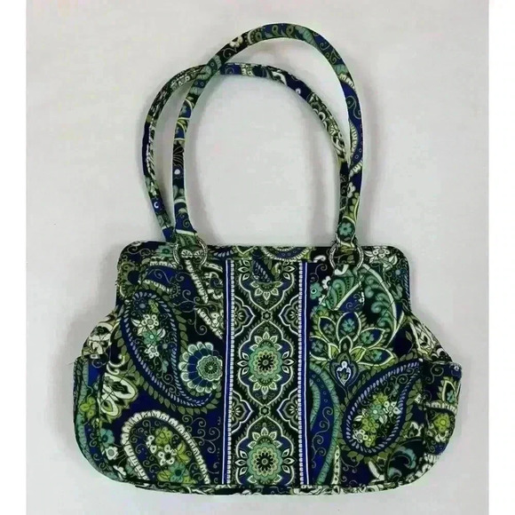 Vera Bradley Blue Rhapsody Green and Blue Paisley Frame Bag - Picture 2 of 9
